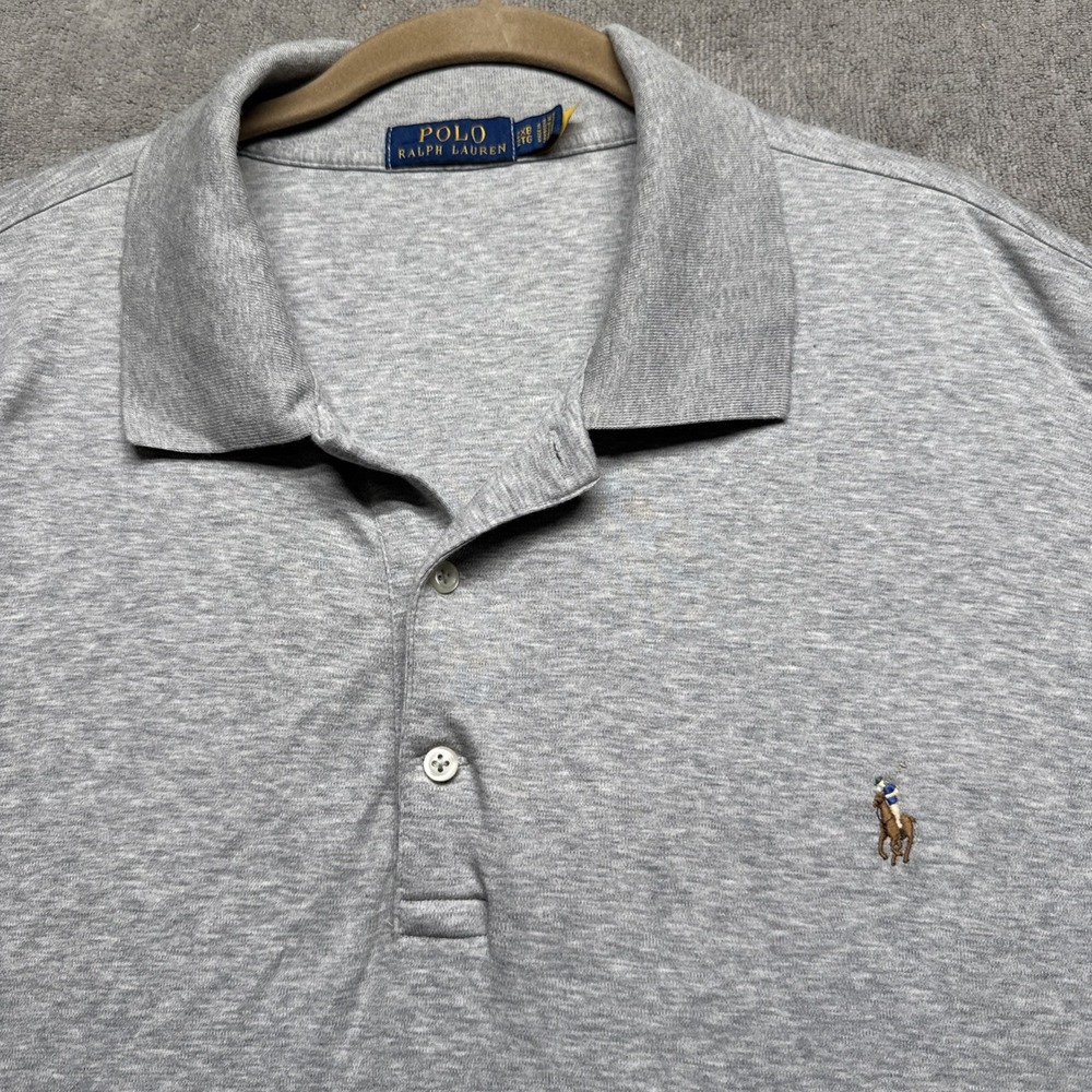 Polo Ralph Lauren Mens Gray Polo Shirt Short Sleeve Big & Tall 2XB Fl Flesh Pony